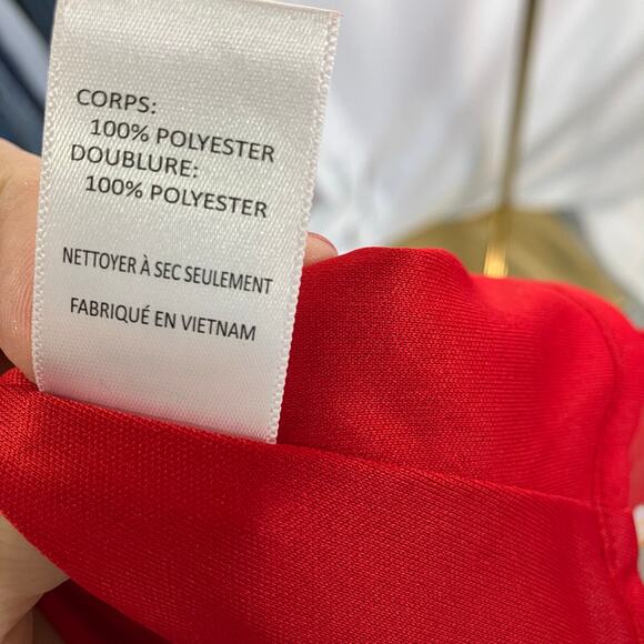 Lush Red Floral Wrap Dress Women's Medium Short Sleeve Ruffle Chiffon Lined - Picture 10 of 15